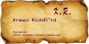 Krausz Richárd névjegykártya